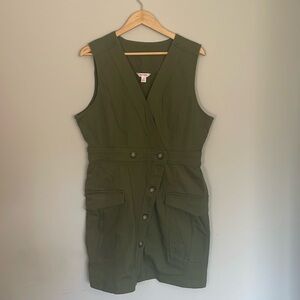 Sleeveless blazer button down structured dress with pockets